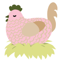 Raw jr, a rose and beige chicken with a lace pattern