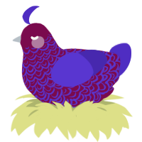 Arnold, a wine and indigo chicken with a double-lace pattern
