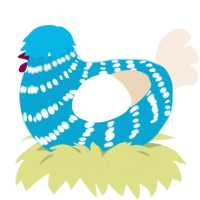 A cerulean and cream chicken with a bar pattern