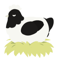 G TBN, a white and sable chicken with a head pattern