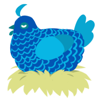Portent, a ultramarine and cerulean chicken with a lace pattern
