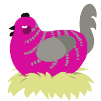 A fuchsia and ash chicken with a half-bar pattern