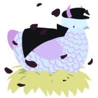 A white and pink chicken with a lace pattern