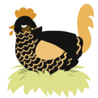 A black and honey chicken with a lace pattern
