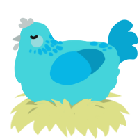Mixed Fortune Berry, a aqua and cerulean chicken with a neck-speckle pattern