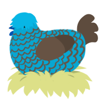 A cerulean and bark chicken with a lace pattern