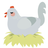 friend, a mist and silver chicken with a neck-speckle pattern