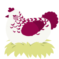 Maroon Lace, a white and maroon chicken with a half-lace pattern