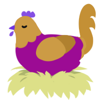 pbj, a plum and gold chicken with a head pattern