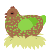 First Sign of Spring, a brown and grass chicken with a speckle pattern