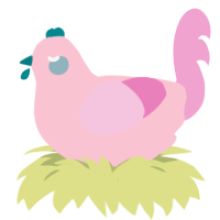 Ee, a rose and pink chicken