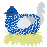 A ultramarine and mist chicken with a lace pattern
