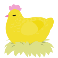 Chick, a yellow chicken with a half-lace pattern