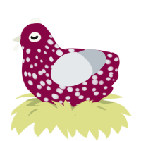 Dragon Fruit, a maroon and mist chicken with a speckle pattern