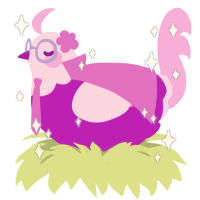 Orchid, a amethyst and lavender chicken with a head pattern