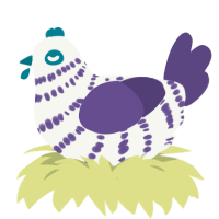 Solar Wind, a white and overcast chicken with a bar pattern