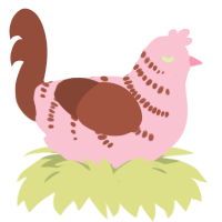 A rose and russet chicken with a half-bar pattern