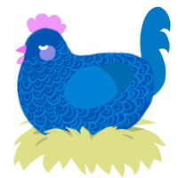 Ultrawave, a ultramarine and sapphire chicken with a double-lace pattern