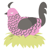 plasteel, a pink and grey chicken with a lace pattern