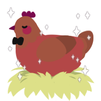 A red and russet chicken with a head pattern