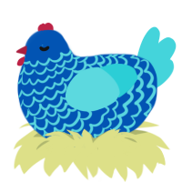 Waterfall, a ultramarine and aqua chicken with a lace pattern