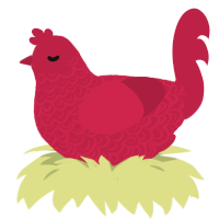 Crimson, a crimson chicken with a double-lace pattern