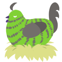 it is spreading, a grass and grey chicken with a bar pattern