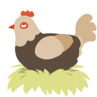 bobby, a bark and beige chicken with a head pattern