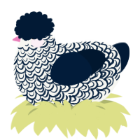 A white and tumblr chicken with a double-lace pattern
