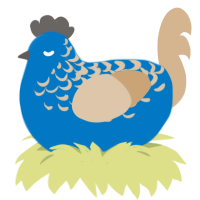 BlueBerry Milk, a sapphire and beige chicken with a half-lace pattern