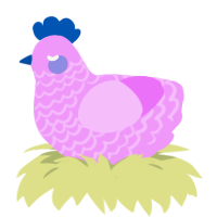 A lavender chicken with a lace pattern