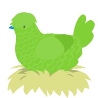 A grass chicken with a lace pattern
