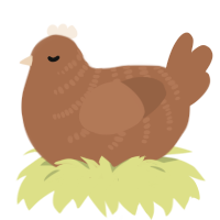 A brown chicken with a half-bar pattern