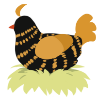 (unnamed), a black and orange chicken with a bar pattern
