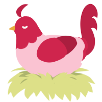 berry mix, a rose and crimson chicken with a head pattern