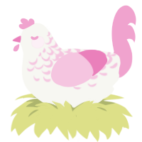 Pink Lace, a white and pink chicken with a half-lace pattern