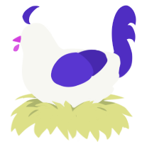 Magic, a white and indigo chicken