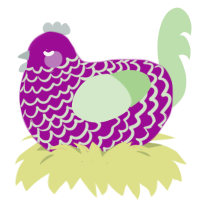 A plum and gluppy chicken with a lace pattern
