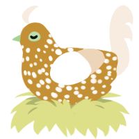 A gold and cream chicken with a speckle pattern