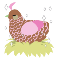 A brown and pink chicken with a lace pattern