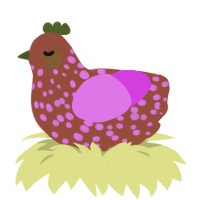 A russet and orchid chicken with a speckle pattern