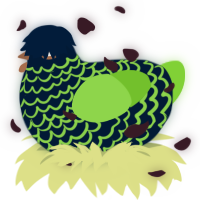 Glowstick, a tumblr and grass chicken with a lace pattern