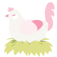 A white and rose chicken with a half-lace pattern