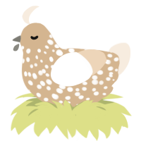 A beige and cream chicken with a speckle pattern
