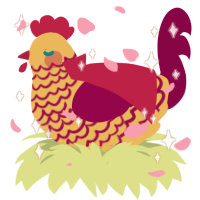Alice, a honey and maroon chicken with a lace pattern
