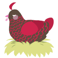 dustclay, a bark and crimson chicken with a lace pattern