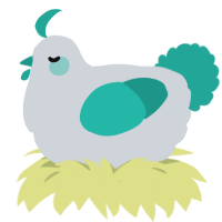 A mist and turquoise chicken