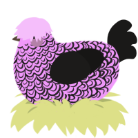 A lavender and sable chicken with a double-lace pattern