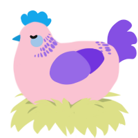 A rose and blurple chicken with a neck-band pattern