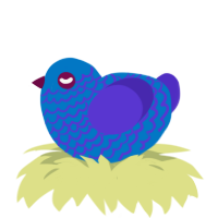 Bumps, a sapphire and indigo chicken with a lace pattern